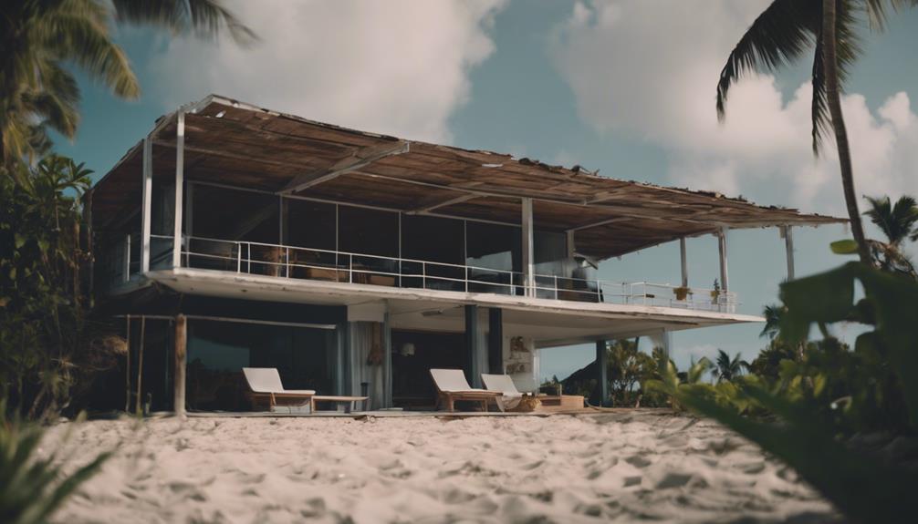 Installation de panneaux solaires sur le toit d'une villa en bord de mer en Martinique