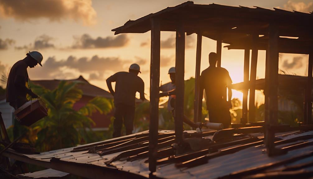 Chantier de rénovation de toiture en Martinique