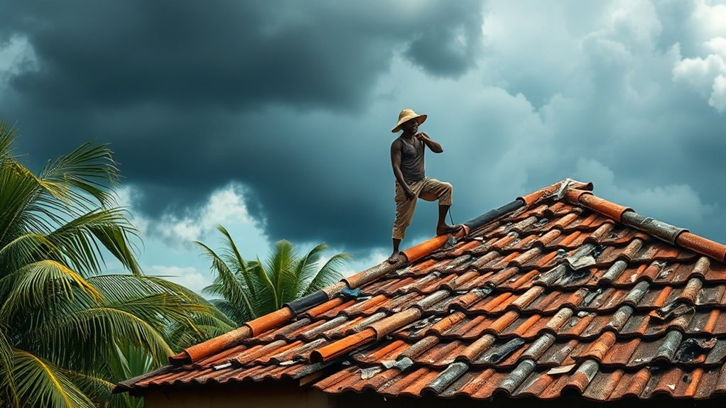 causes de dommages aux toits tropicaux